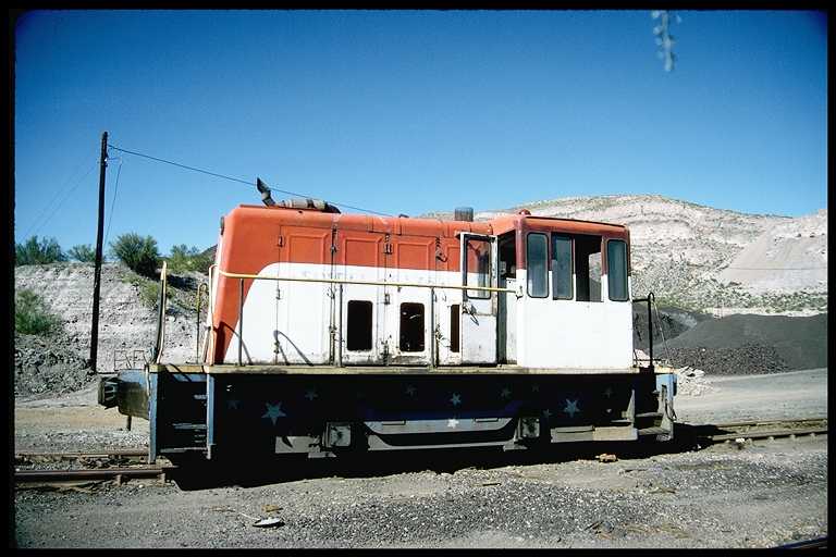 Diesel locomotive used at ASARCO smelter to move cars.