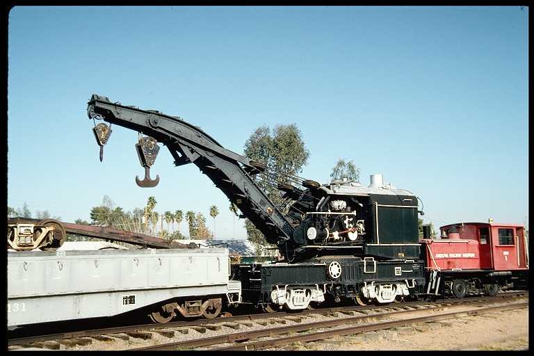 ex-SP steam crane used for lifting wrecked locomotives and cars.