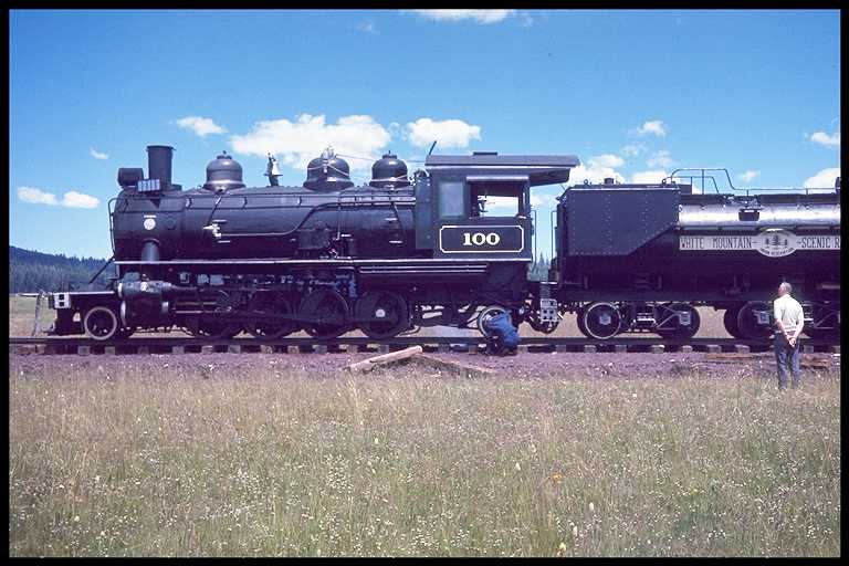 Roster photo of White Mountain Scenic RR engine #100.