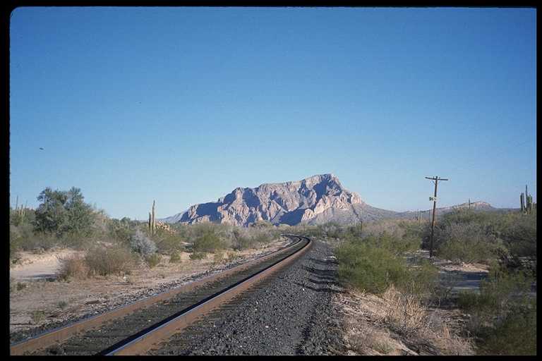 Photo of lonesome tracks across the desert.