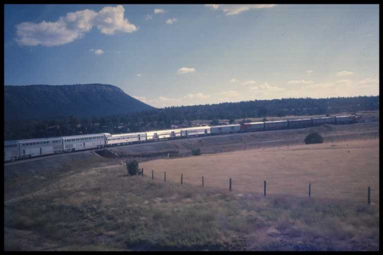 Amtrak passenger train crossing Northern Arizona.