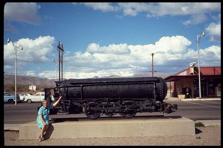 Photo of compressed air locomotive on display.