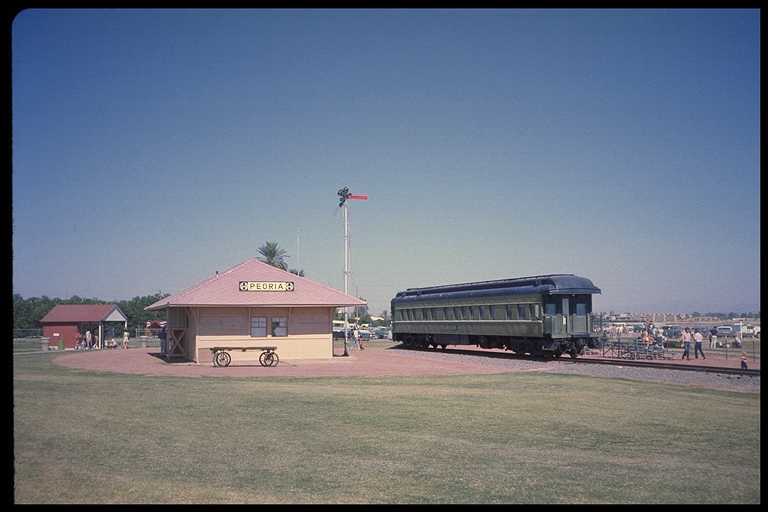 Photo of "Roald Amudson" and Peoria depot moved to Scottsdale RR Park.