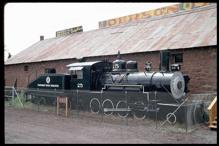 Southwest Forest #25 at temporary storage.  Used by lumber mill to haul logs to mill.