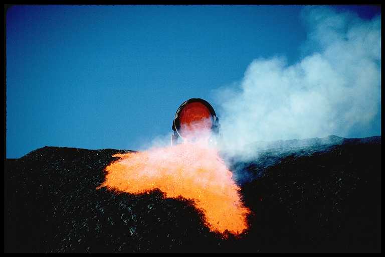 Smelter slag being dumped.