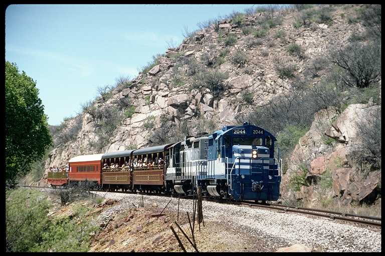 San Pedro & Southwestern tourist train along the San Pedro river.